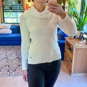 Calvin Klein white knit cowl neck sweater